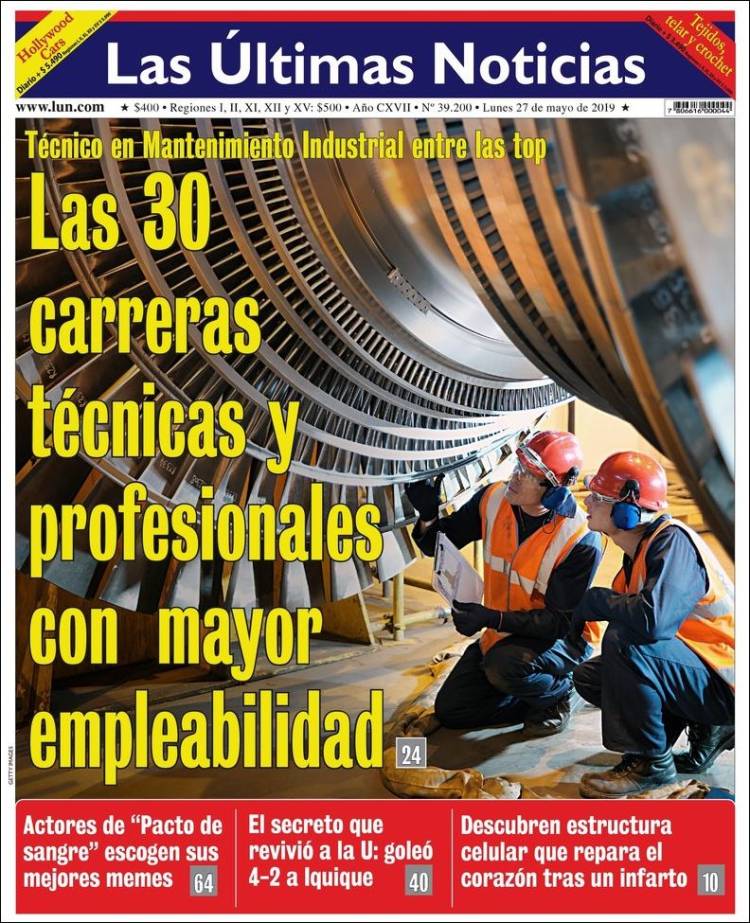 Portada de Las Últimas Noticias (Chile)