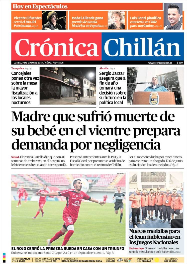 Portada de Crónica Chillán (Chile)