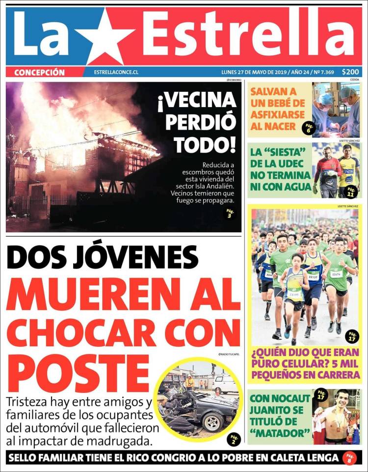 Portada de La Estrella de Concepción (Chile)