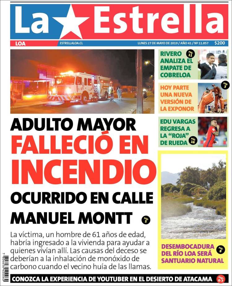 Portada de La Estrella de Loa (Chile)