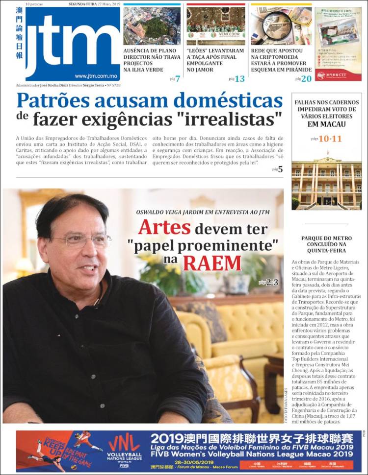 Portada de Jornal Tribuna de Macau (China)