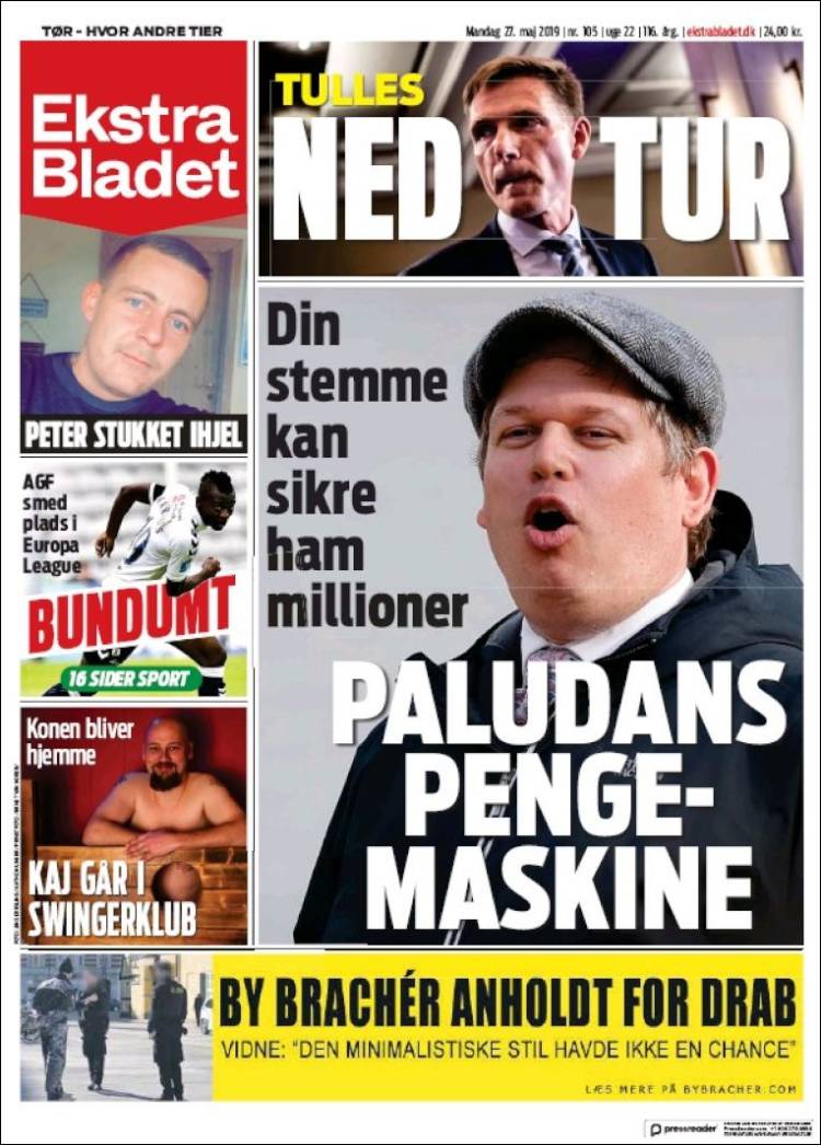 Portada de Ekstra Bladet (Dinamarca)