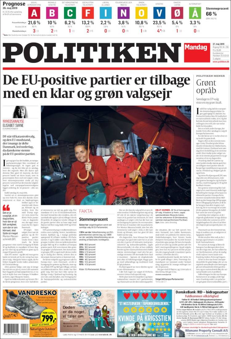 Portada de Politiken (Dinamarca)