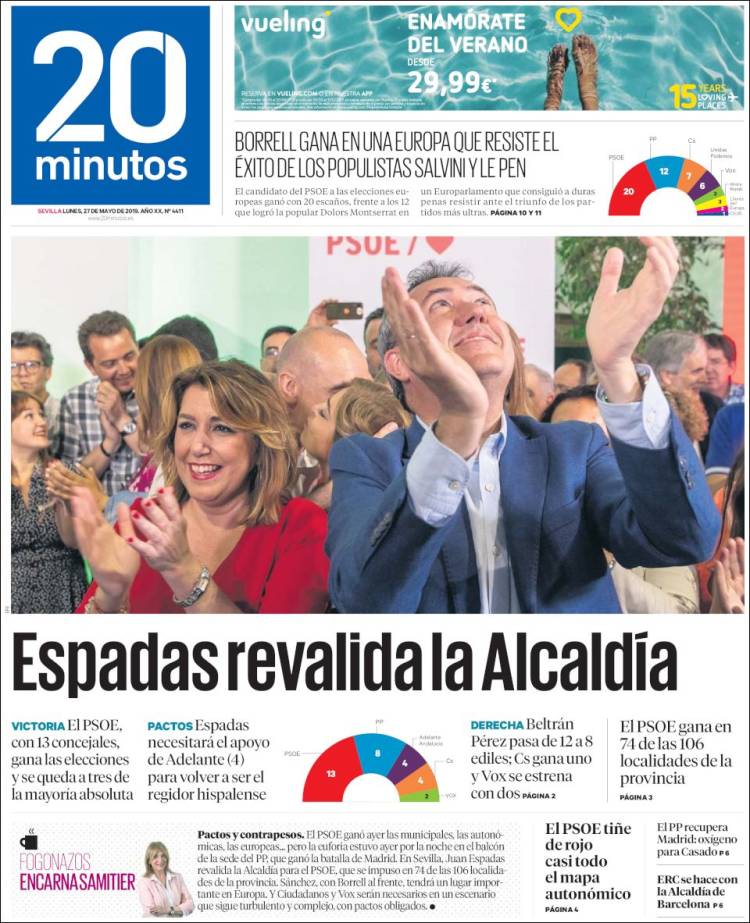 Portada de 20 Minutos - Sevilla (Espa&ntilde;a)