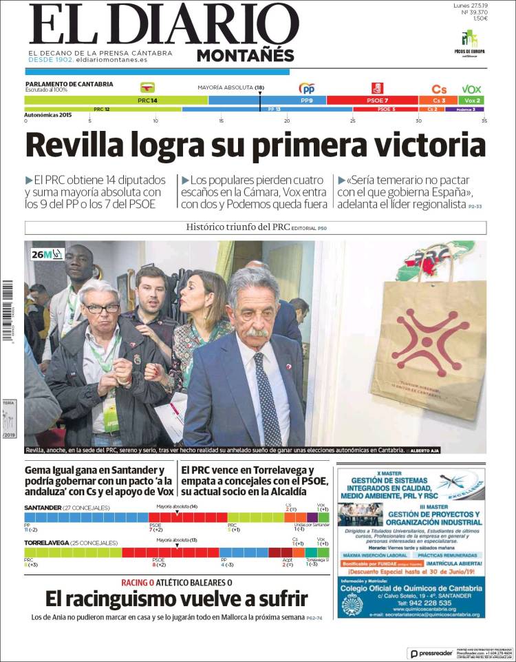 Portada de El Diario Montañés (Espa&ntilde;a)