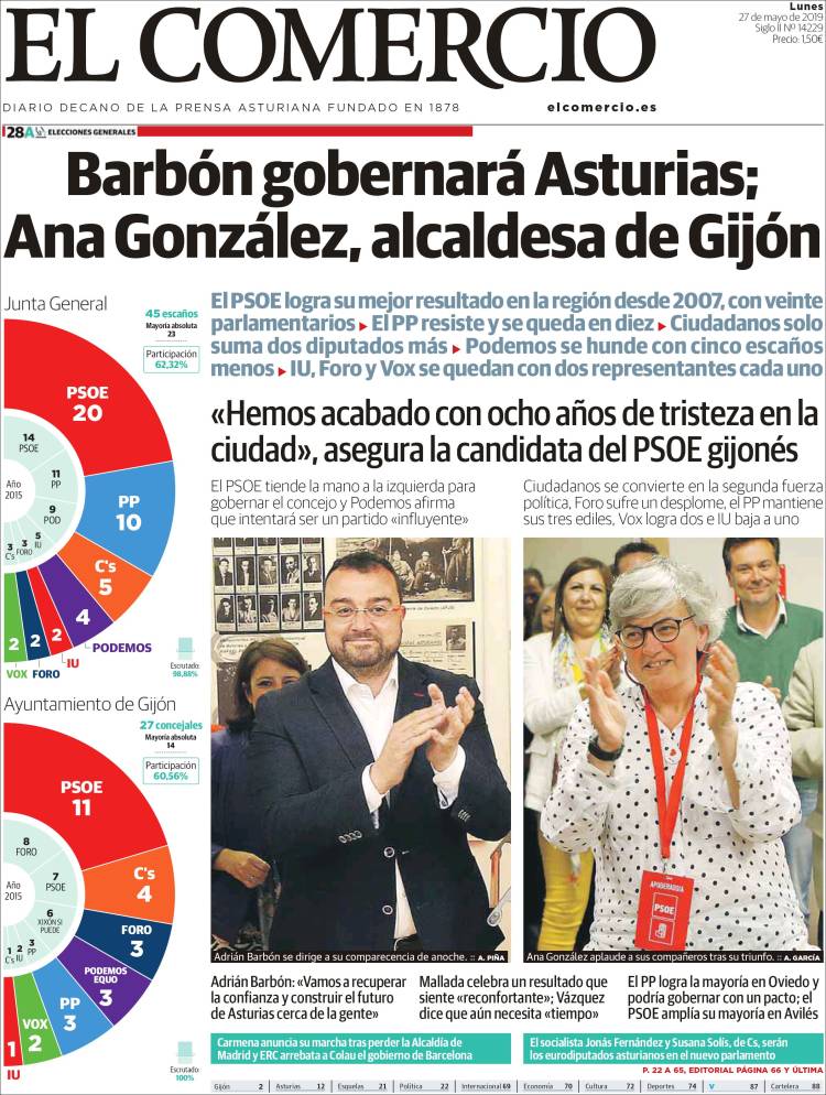 Portada de El Comercio - Gijón (Espa&ntilde;a)