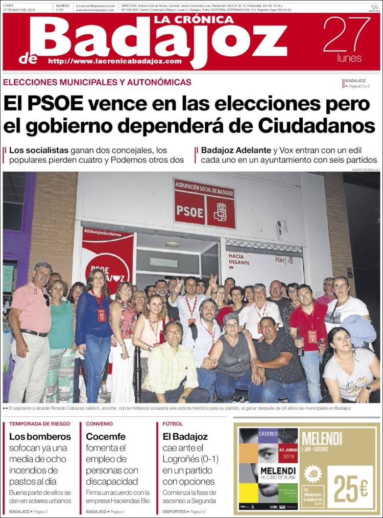 Portada de El Periódico de Extremadura (Espa&ntilde;a)