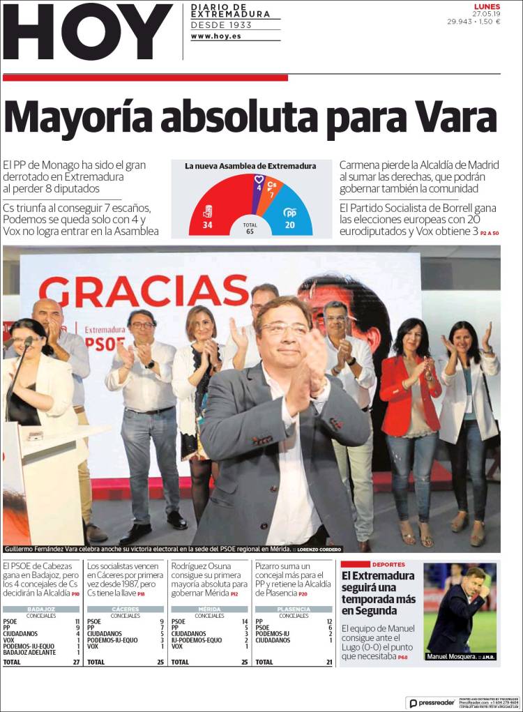 Portada de Hoy - Caceres (Espa&ntilde;a)