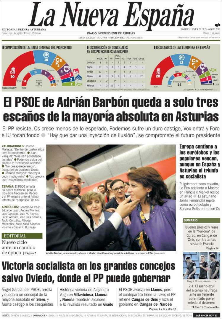 Portada de La Nueva España (Espa&ntilde;a)