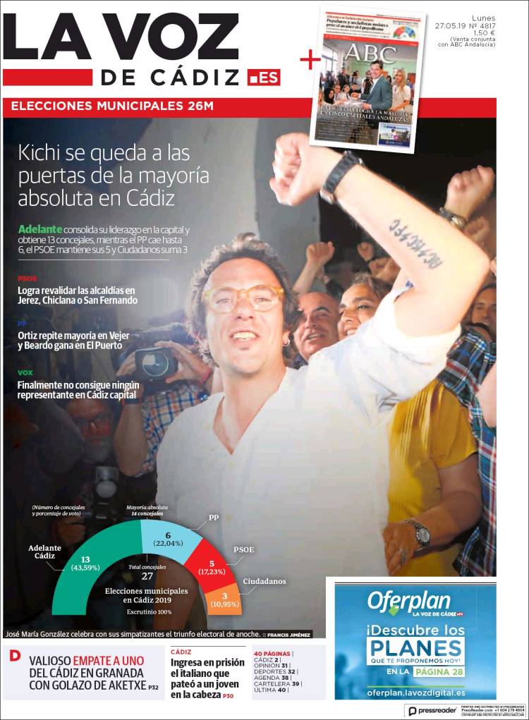 Portada de La Voz de Cádiz (Espa&ntilde;a)