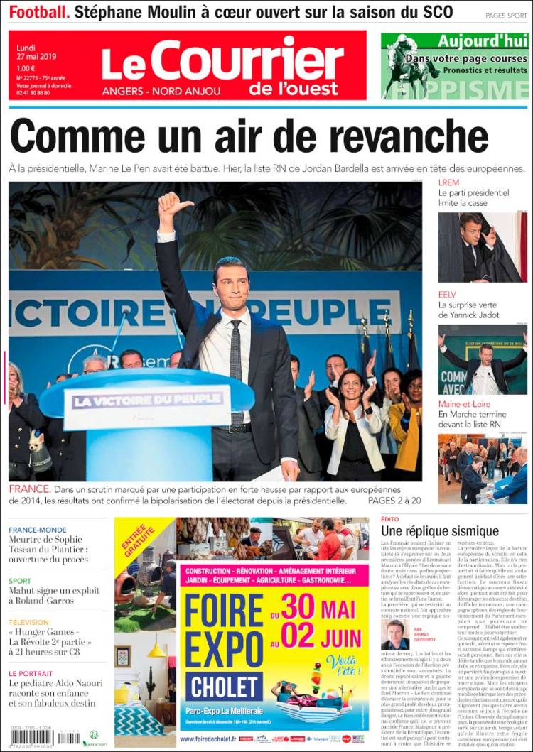 Portada de Le Courrier de l'Ouest (France)