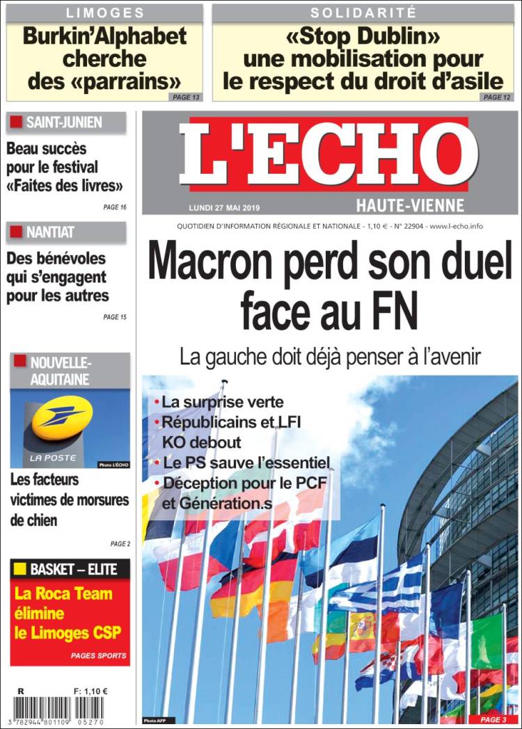 Portada de L'Echo de la Haute-Vienne (France)