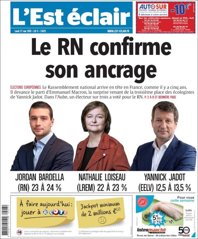 Portada de L'Est Eclair (France)