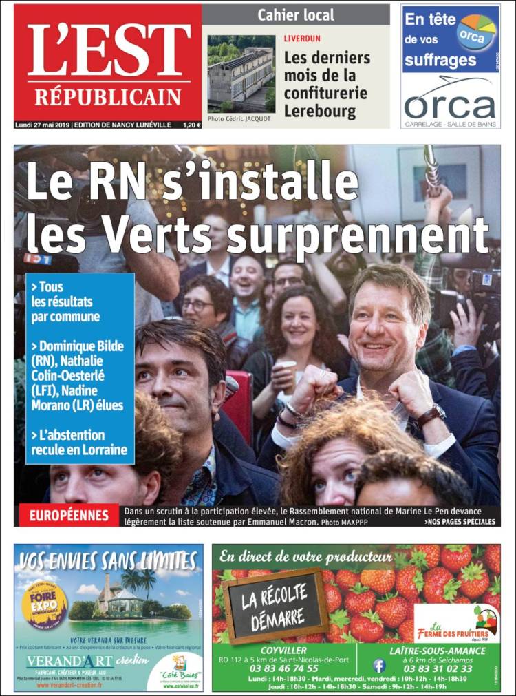 Portada de L'Est Republicain (Francia)