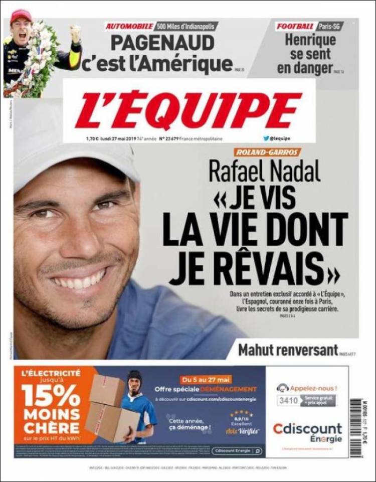 Portada de L'Equipe (Francia)