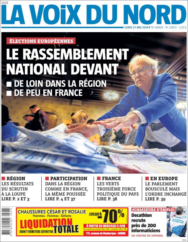 Portada de La Voix du Nord (France)