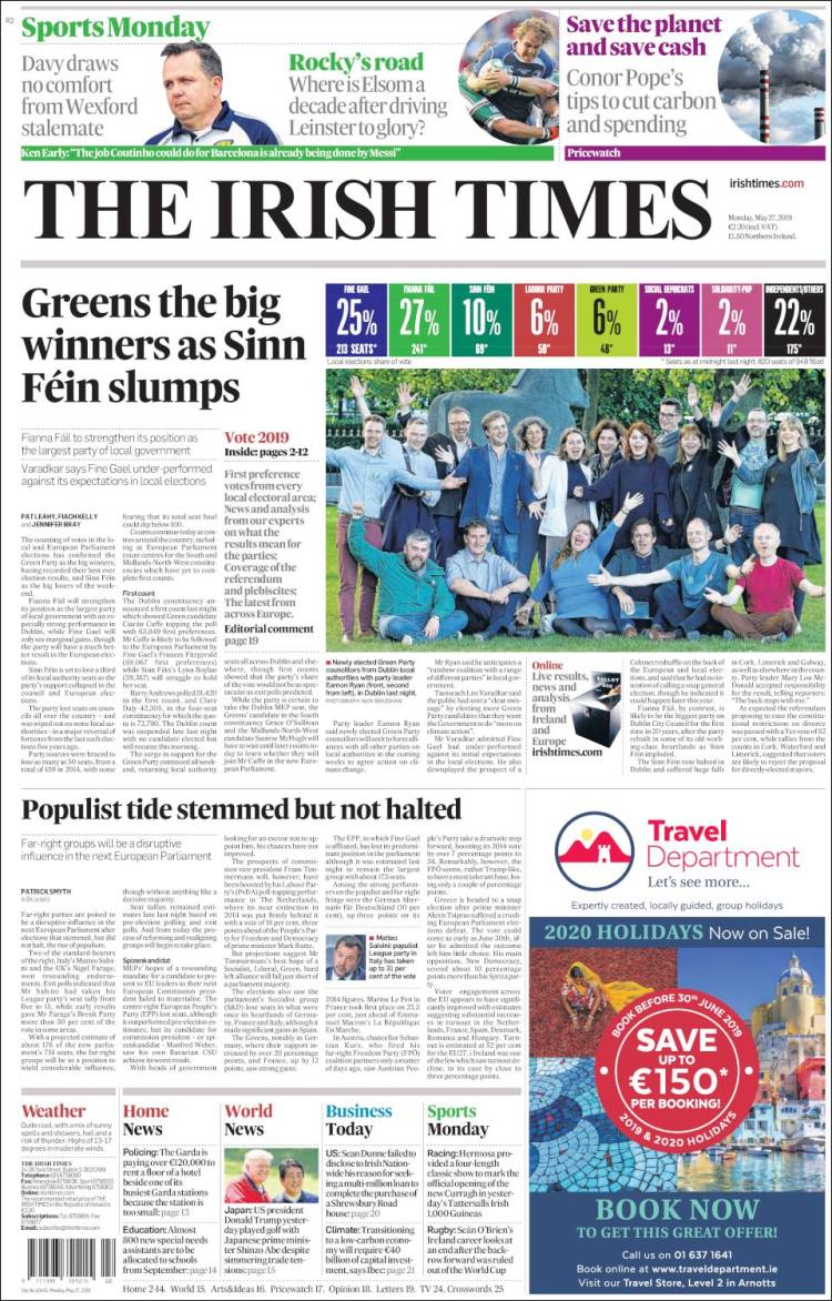 Portada de Irish Times (Irlanda)