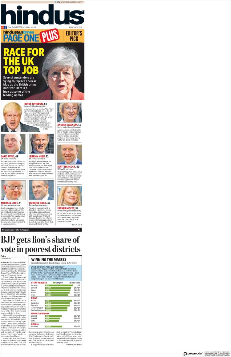 Portada de Hindustan Times (India)