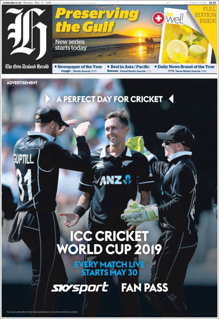 Portada de The New Zealand Herald (Nueva Zelanda)