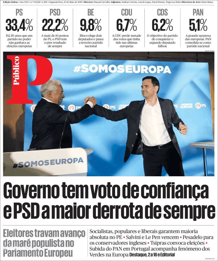 Portada de Público (Portugal)