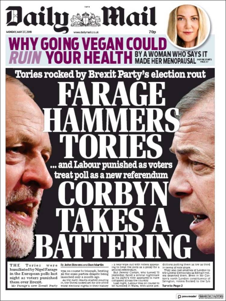 Portada de Daily Mail (Reino Unido)