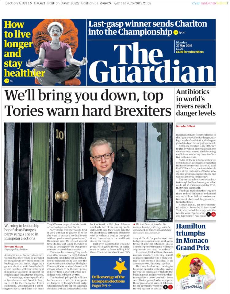 Portada de The Guardian (Reino Unido)