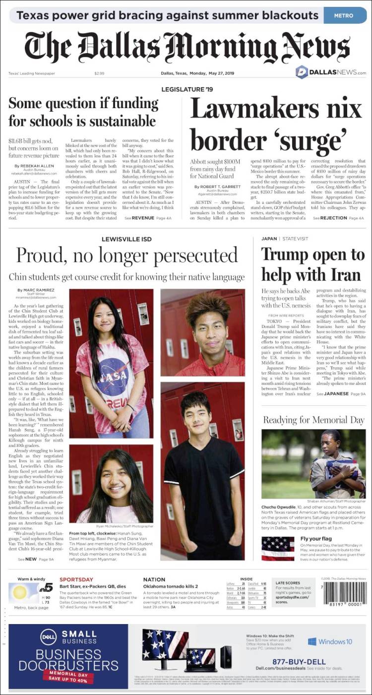 Portada de Dallas Morning News (États-Unis)