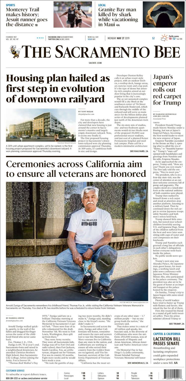 Portada de The Sacramento Bee (États-Unis)