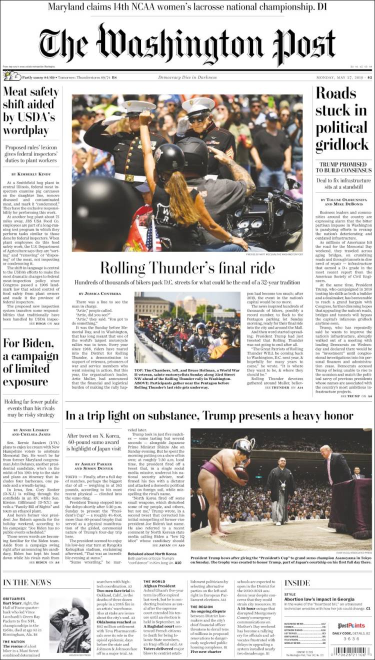 Portada de The Washington Post (USA)