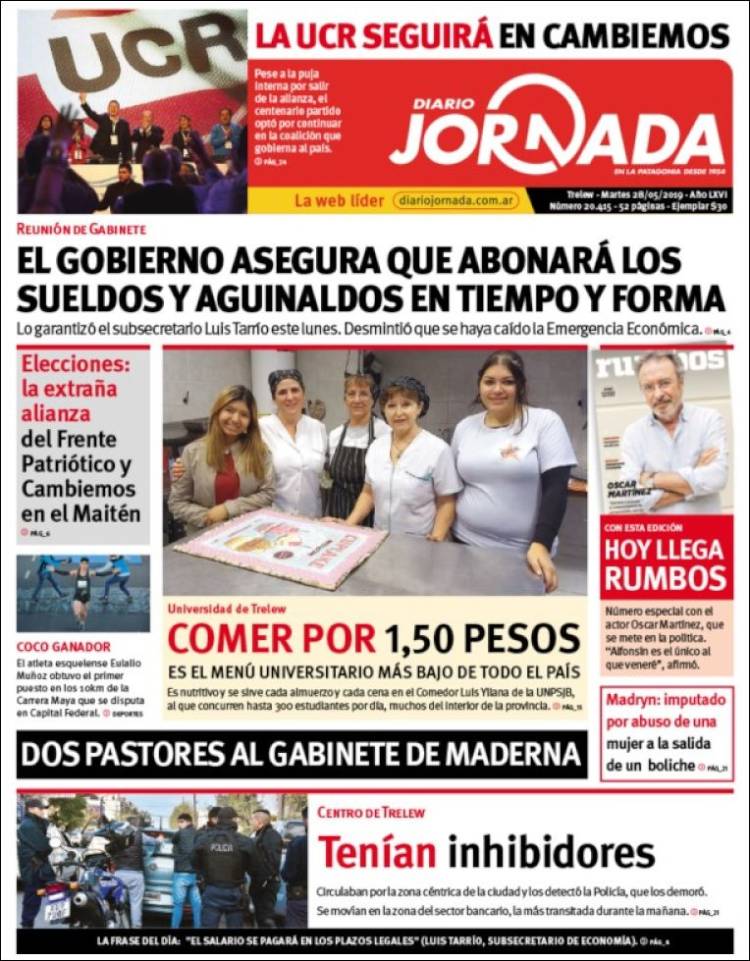 Portada de Diario Jornada en la Patagonia (Argentina)