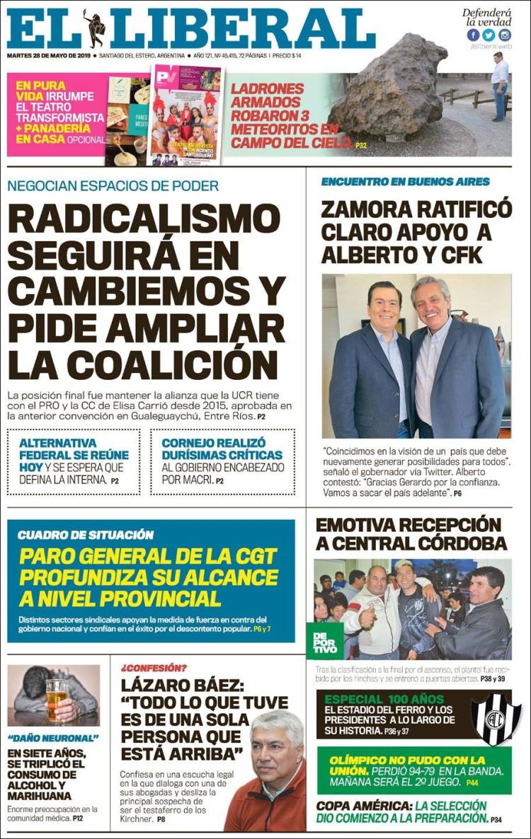 Portada de Diario El Liberal (Argentina)