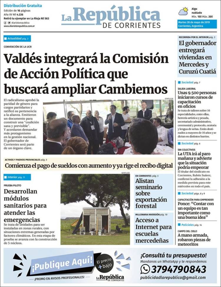 Portada de La República de Corrientes (Argentina)