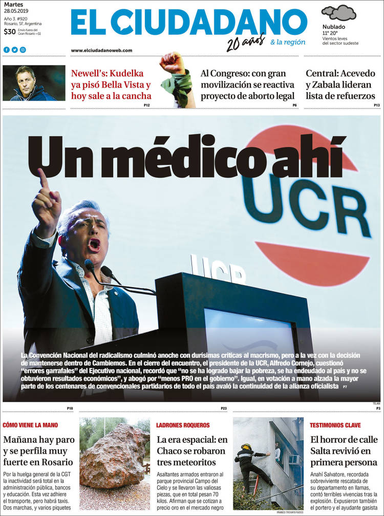 Portada de Diario El Ciudadano (Argentina)