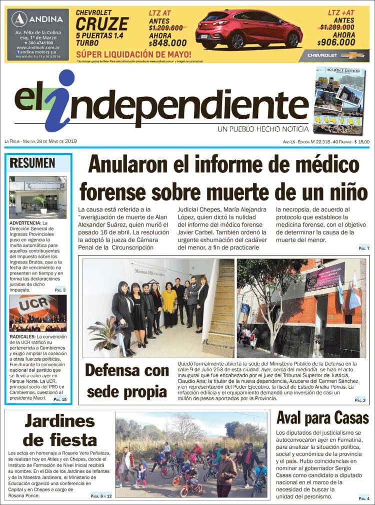 Portada de El Independiente (Argentina)
