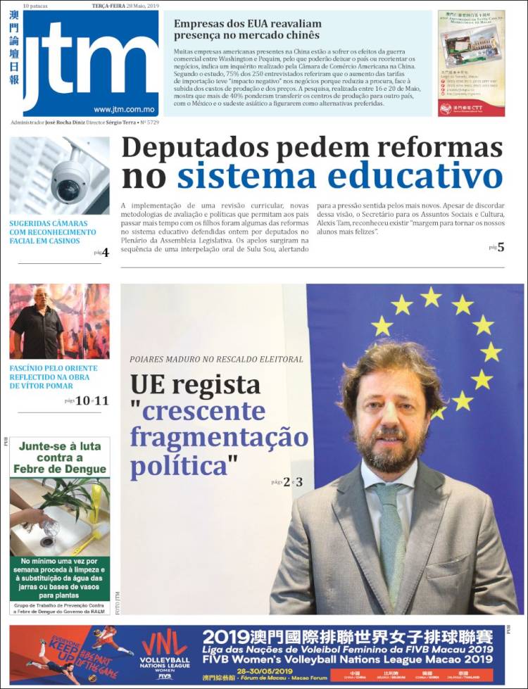 Portada de Jornal Tribuna de Macau (China)