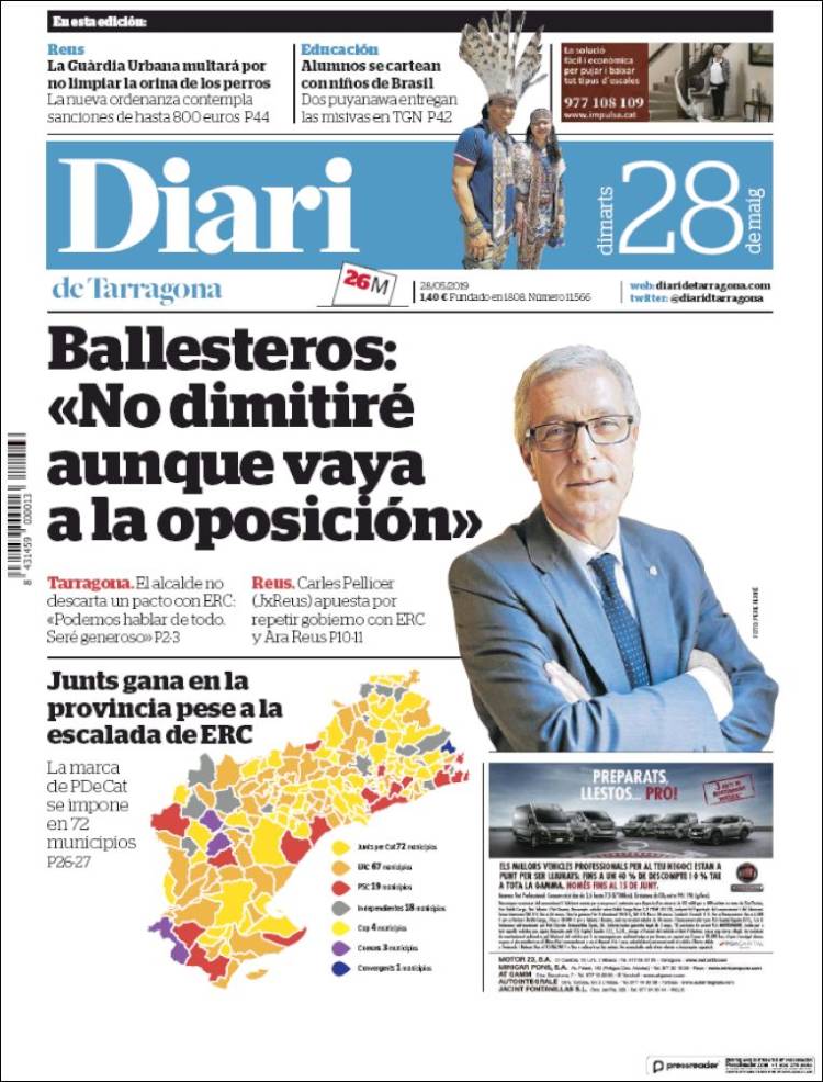 Portada de Diari de Tarragona (España)