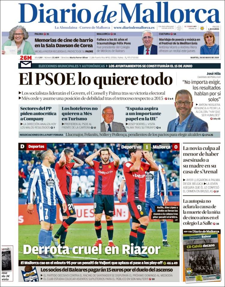 Portada de Diario de Mallorca (España)