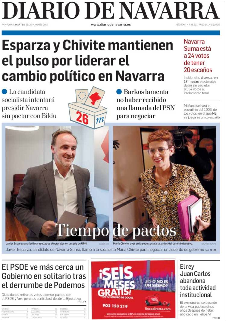 Portada de Diario de Navarra (España)