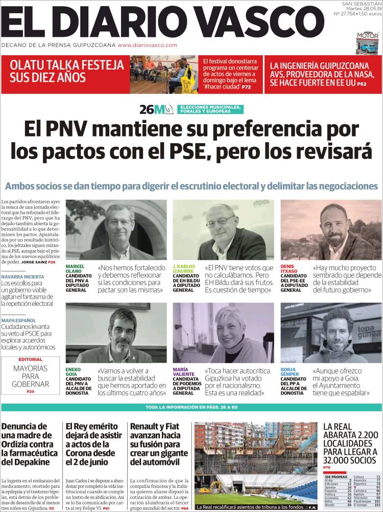 Portada de Diario Vasco (España)