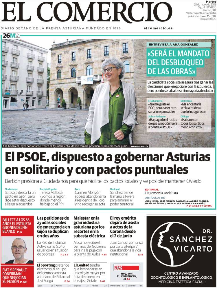 Portada de El Comercio (España)