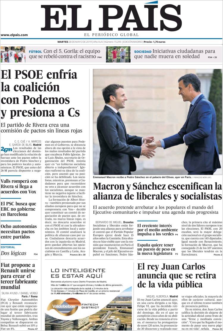 Portada de El País (España)