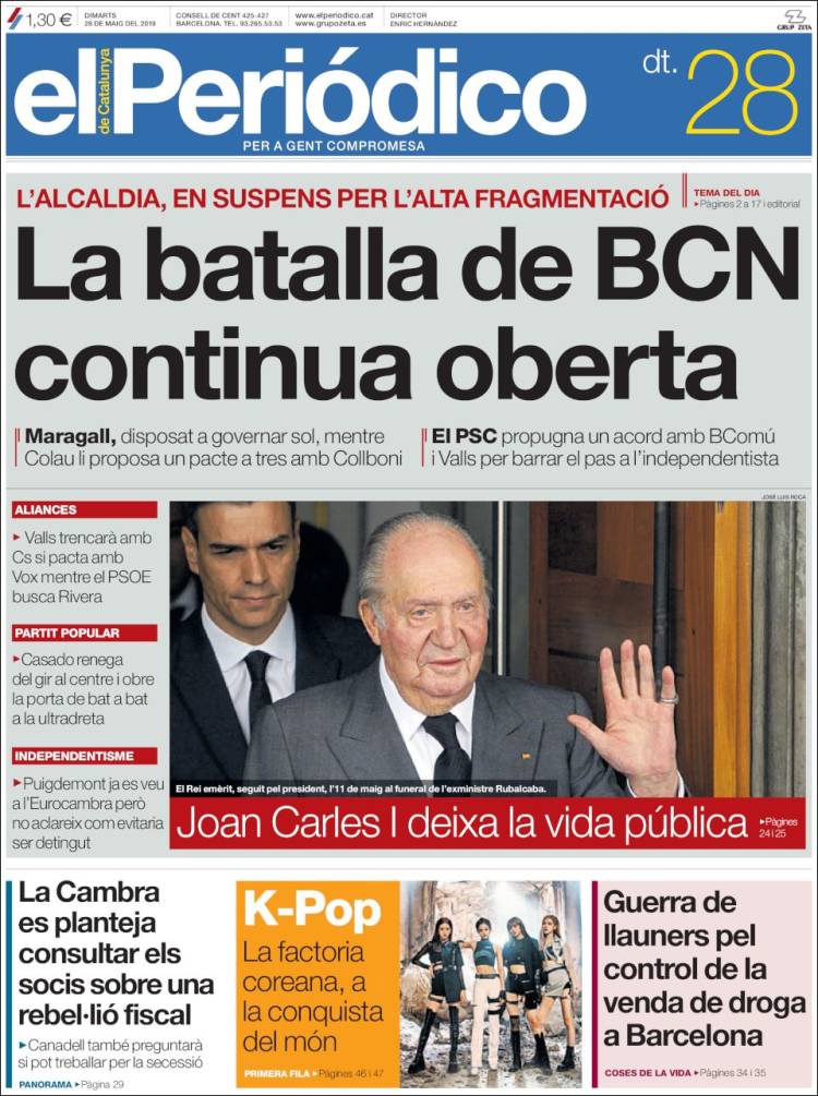 Portada de El Periódico de Catalunya (España)