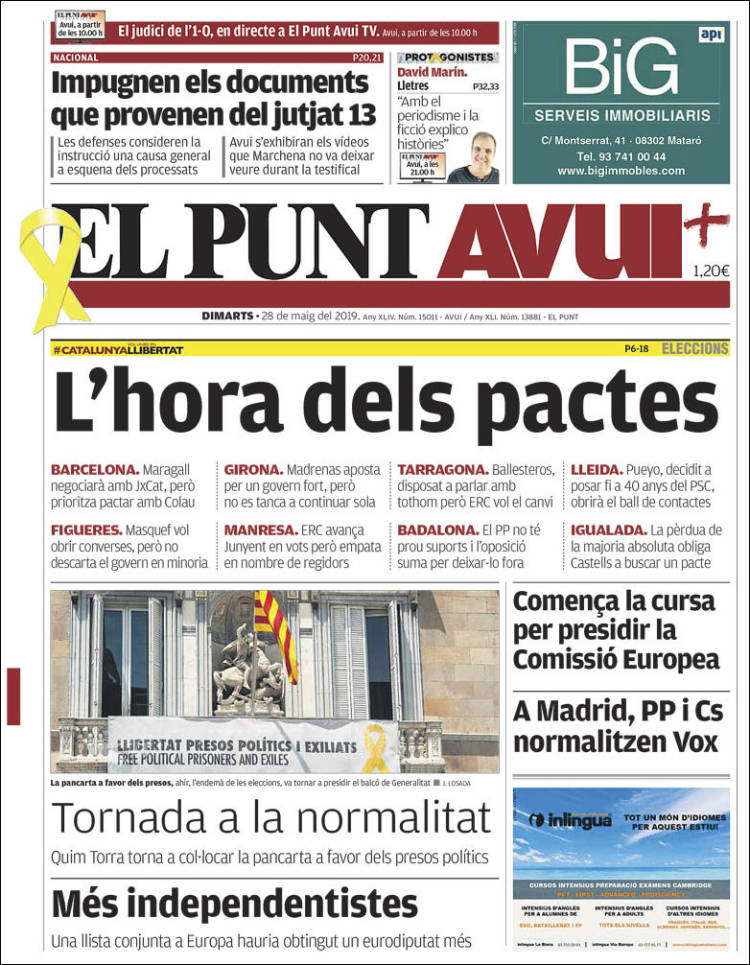 Portada de El Punt Avui (España)