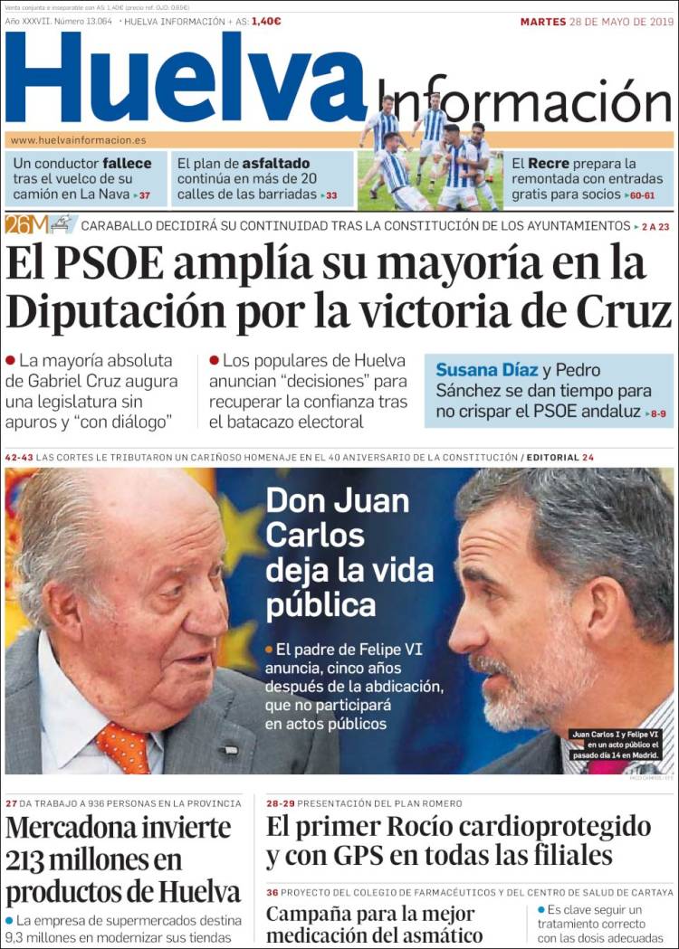 Portada de Huelva Información (España)