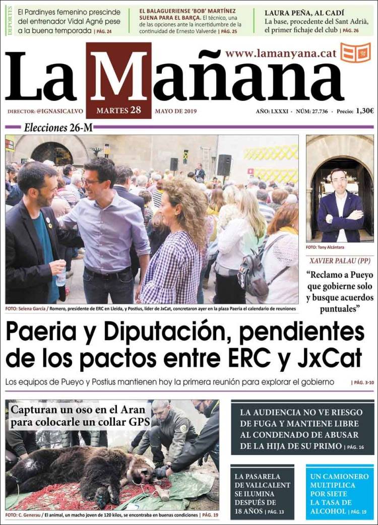 Portada de La Mañana - Diari de Ponent (España)