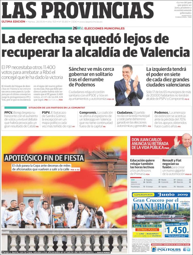 Portada de Las Provincias (España)