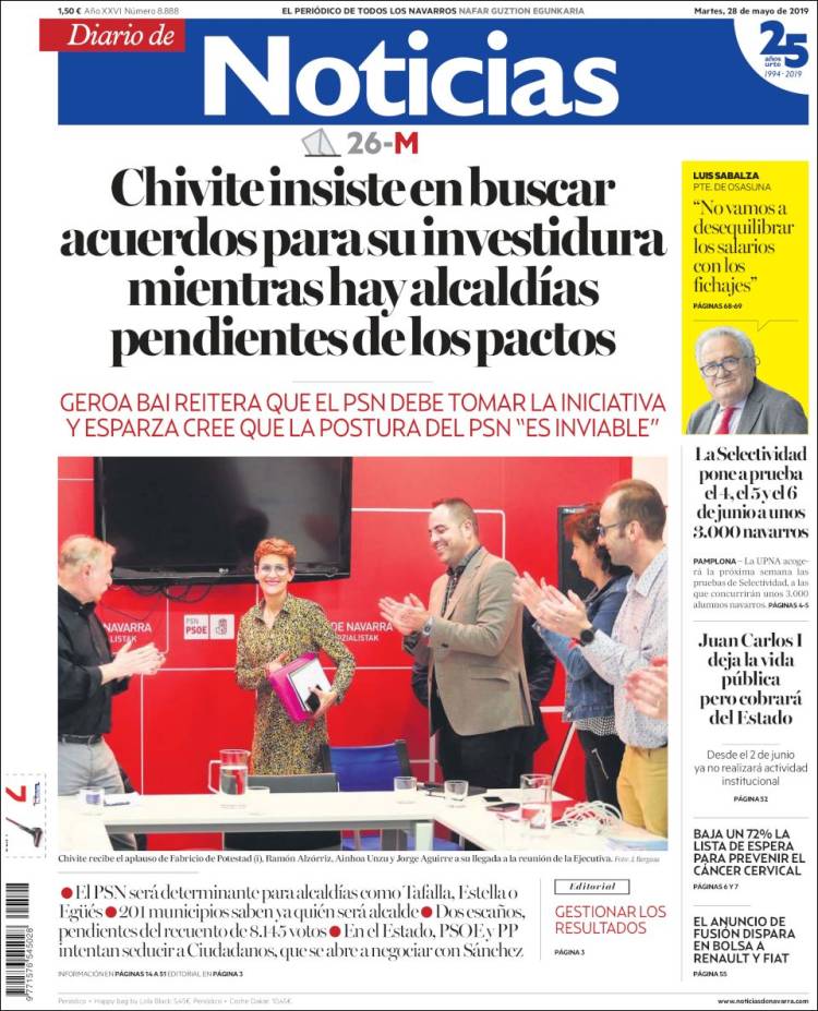 Portada de Noticias de Navarra (España)