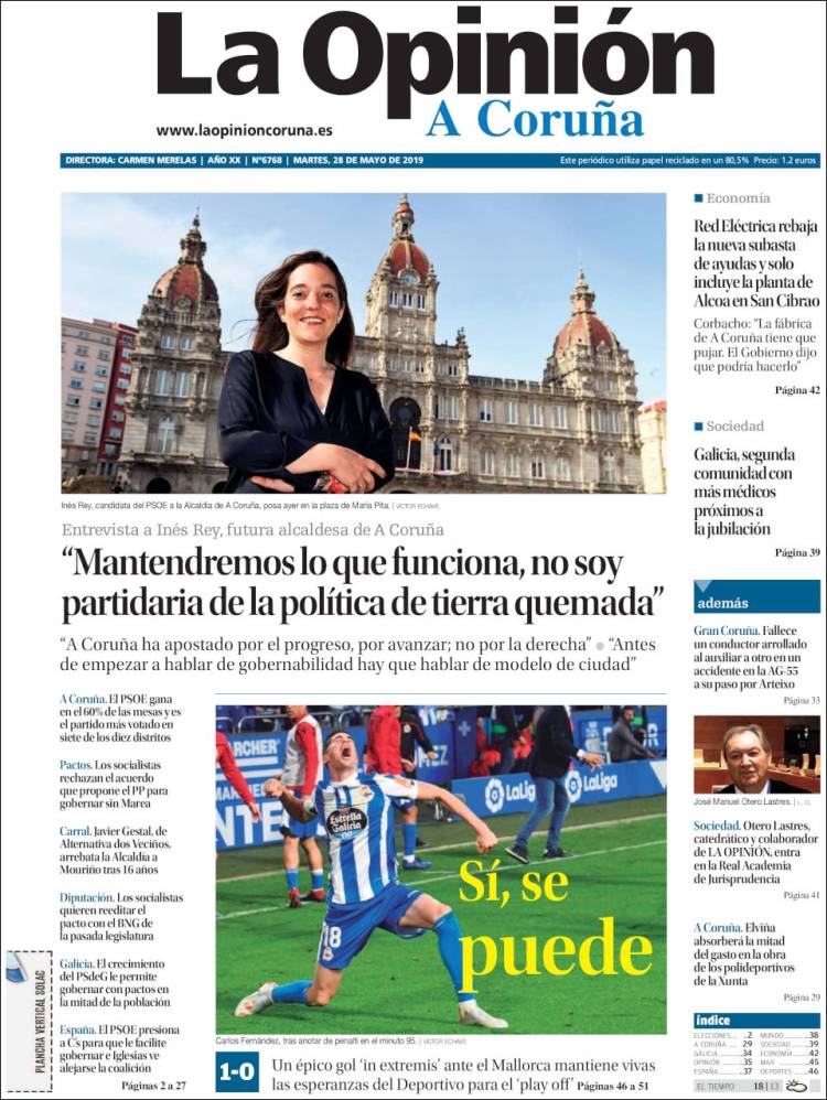 Portada de La Opinión de A Coruña (España)