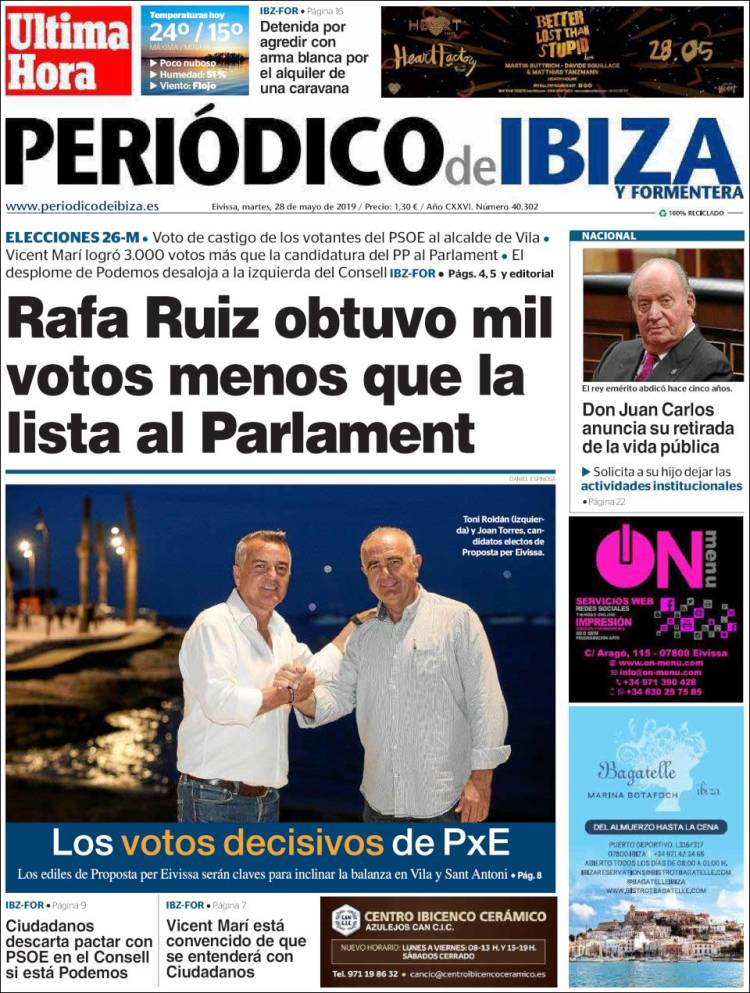 Portada de Periódico de Ibiza (España)