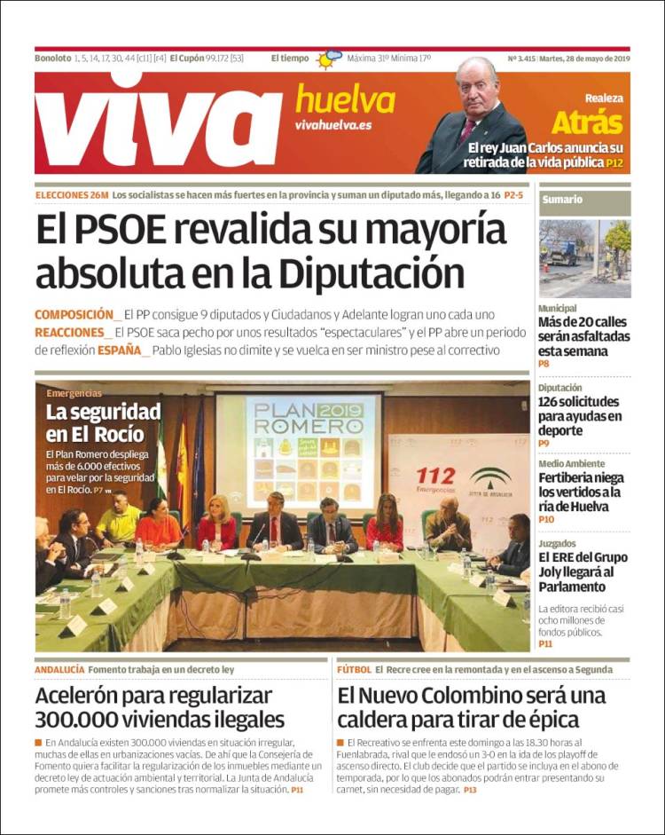 Portada de Viva Huelva (España)